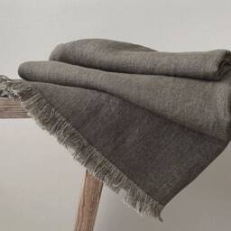 Linen Blanket, Linen Plaid, Brown Linen, Throw Duvet, Picnic Beach Bedroom Linens, Throws, Gift Idea - thumbnail 2
