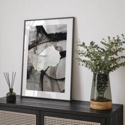 North Macedonia Map - Black & Grey Abstract Painting Of Wall Art Print Traval Poster - thumbnail 1