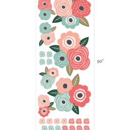 Coral & Mint Flower Wall Stickers Kids Room Decor - thumbnail 3