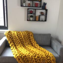 Chunky Knit Blanket/Throw. Handmade . 100% Merino Wool. Size 32x54 Inches. Shipping in 5-7 Business Days - thumbnail 3