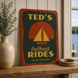 Personalized Sailboat Metal Sign, Custom Boat Name Lake House Decor, Nautical Wall Art, Sailing Coastal Decor Gift