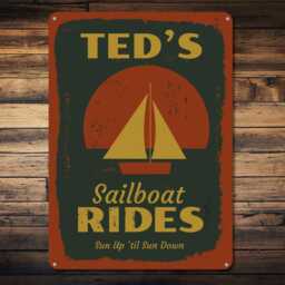 Personalized Sailboat Metal Sign, Custom Boat Name Lake House Decor, Nautical Wall Art, Sailing Coastal Decor Gift - thumbnail 2