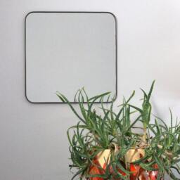 Square Wall Mirror With Rounded Corners Cube Shaped Plain Simple Accent Metal Lead Frame 14 - thumbnail 4