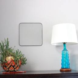 Square Wall Mirror With Rounded Corners Cube Shaped Plain Simple Accent Metal Lead Frame 14 - thumbnail 2