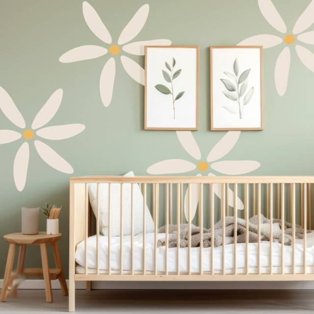 Super Size Fabric Daisy Wall Stickers Removable Nursery Decor - image 1