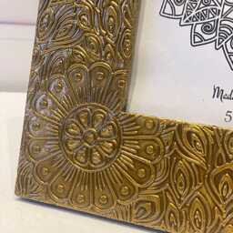 Hand Embossed Brass Gold Picture Frame Mango Wood Filigree, 7x5 Photo Display - thumbnail 2