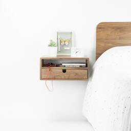 Floating Nightstand Bedside Table 1 Drawer Shelf, Straight Forehead - thumbnail 2