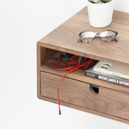 Floating Nightstand Bedside Table 1 Drawer Shelf, Straight Forehead - thumbnail 3