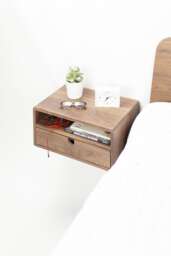 Floating Nightstand Bedside Table 1 Drawer Shelf, Straight Forehead - thumbnail 1