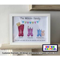 Family Wellie Boot Personalised Handmade Framed A4 Picture Print Mum Dad Grandparent Wife Daughter Sister Birthday Fathers Day Gift - thumbnail 4