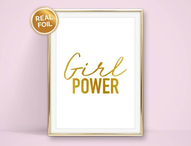 Girl Power Wall Print - A3, A4, A5, 7x5 Or 6x4 Foil in Gold, Silver, Rose Gold Black Print, Bedroom Nursery Print - image 1