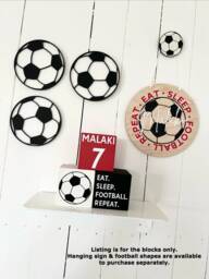 Wooden Football Theme Decor Blocks Boys/Girls Bedroom Accessories - thumbnail 1