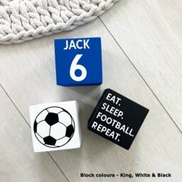 Wooden Football Theme Decor Blocks Boys/Girls Bedroom Accessories - thumbnail 3