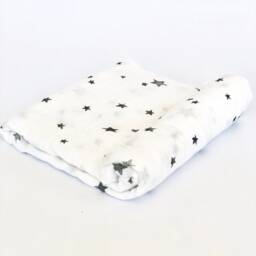 Organic Bamboo Grey Star Muslin Baby Swaddle Blanket