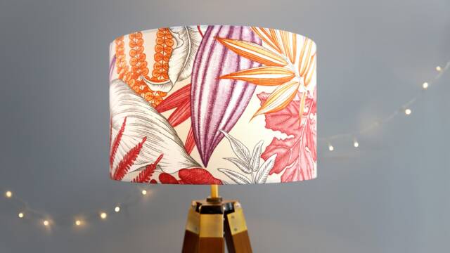 Pink Orange Tropical Lampshade 20cm 25cm 30cm 35cm 40cm Drum Lamp Shade - Handmade Home Decor Ceiling Table Maldives Cassis - image 1