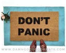 Funny Doormat Don't Panic Quote - Hitchhiker's Guide Humor
