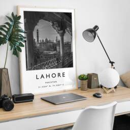 Lahore Pakistan Travel Poster Black & White City Art Print - thumbnail 3