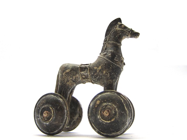 Terracotta Greek Trojan Horse , Museum Quality Art Ancient Toy - image 1
