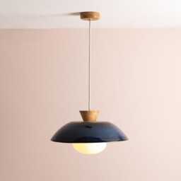 Blue Dawn Pendant Light in Ceramic & Oak - thumbnail 3