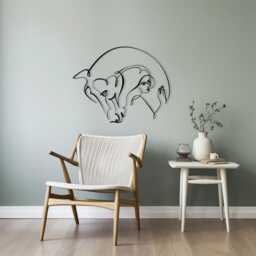 Modern Metal Wall Art, Woman & Horse Line Drawing - thumbnail 4