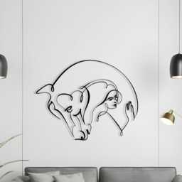 Modern Metal Wall Art, Woman & Horse Line Drawing - thumbnail 2