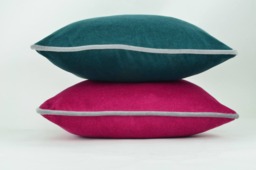 Velvet Cushion Cover With Piping - European Cotton Pillow Case - thumbnail 1