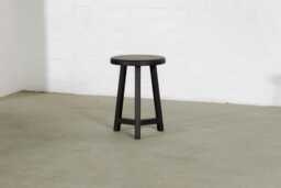Black Round Stool - Wooden Side Table - thumbnail 1