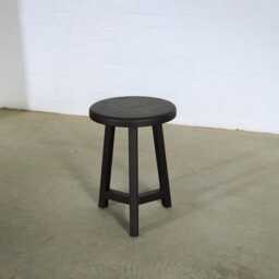 Black Round Stool - Wooden Side Table - thumbnail 2