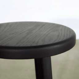 Black Round Stool - Wooden Side Table - thumbnail 3