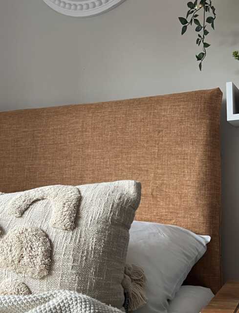 Headboard Cover - Tan Linen Style Fabric - image 1