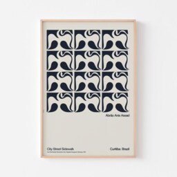 Curitiba Sidewalk Poster Print Wall Art - Pombos Correio - Modernist Carrier Pigeon Pattern Brazil Paranista Movement - thumbnail 2