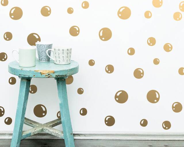 Bubble Wall Decals - Vinyl Decals, Decal Set, Stickers, Kids Room Decor, Gold Modern - image 1