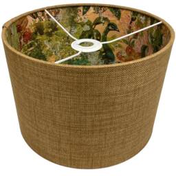 Peacock Lampshade For Ceiling & Table Lamps, Gold Linen Drum Light Shade - thumbnail 3