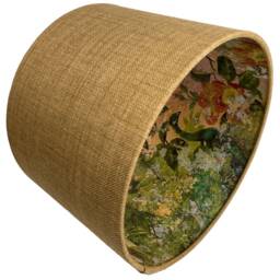 Peacock Lampshade For Ceiling & Table Lamps, Gold Linen Drum Light Shade - thumbnail 2