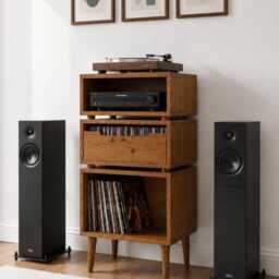 Retro Solid Wood Record Player Stand With Vinyl Storage, Cd Drawer & Hifi Rack - thumbnail 3