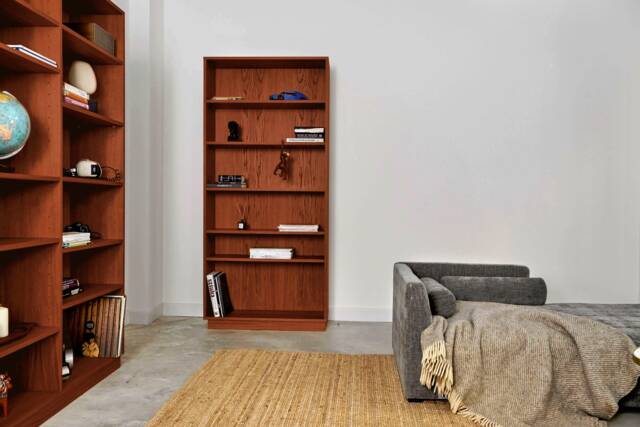 Bookcase, Bookshelf Made Of Oak Vaneer - Teak Colour Livlo T-R06 - image 1
