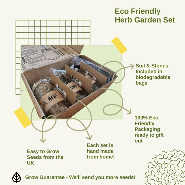 Indoor Herb Gardens in Rustic Jar Planters, Eco Friendly Gift Set Of 2-6. Grow Your Own Mint, Basil, Coriander, Chives, Parsley, Rosemary - image 1
