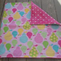 Pear Print Minky Baby Lovie - Pink Polka Dot Security Blanket - thumbnail 3