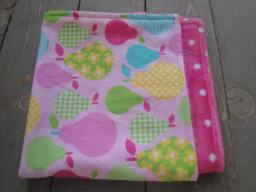 Pear Print Minky Baby Lovie - Pink Polka Dot Security Blanket - thumbnail 1