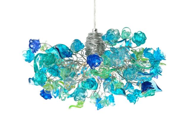 Sea Color Flower Ceiling Light Resin Floral Pendant Lamp - image 1