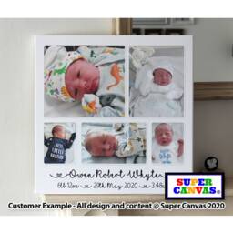 Newborn Baby Boy Girl Personalised Family 5 Picture Photo Wall Art Framed Canvas Print New Parents Grandparents Friend Gift - thumbnail 2