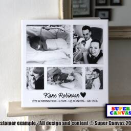 Newborn Baby Boy Girl Personalised Family 5 Picture Photo Wall Art Framed Canvas Print New Parents Grandparents Friend Gift - thumbnail 3