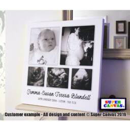 Newborn Baby Boy Girl Personalised Family 5 Picture Photo Wall Art Framed Canvas Print New Parents Grandparents Friend Gift - thumbnail 1