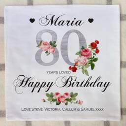 80Th Birthday Cushion Her Birthday Gift Women Personalised 80 Years Loved Floral Pillow Mum Nan Nana Nanny Aunt Auntie Grandma Gran - thumbnail 3
