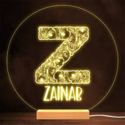 Floral Font Letter Initial Z Personalised Gift Lamp Night Light - thumbnail 1