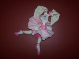 Plush Ballerina Bunny , Fabric Wall Art Pink Tutu Handmade Bedroom Nursery 16.5