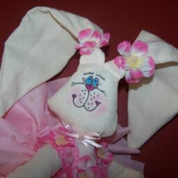 Plush Ballerina Bunny , Fabric Wall Art Pink Tutu Handmade Bedroom Nursery 16.5 - thumbnail 3