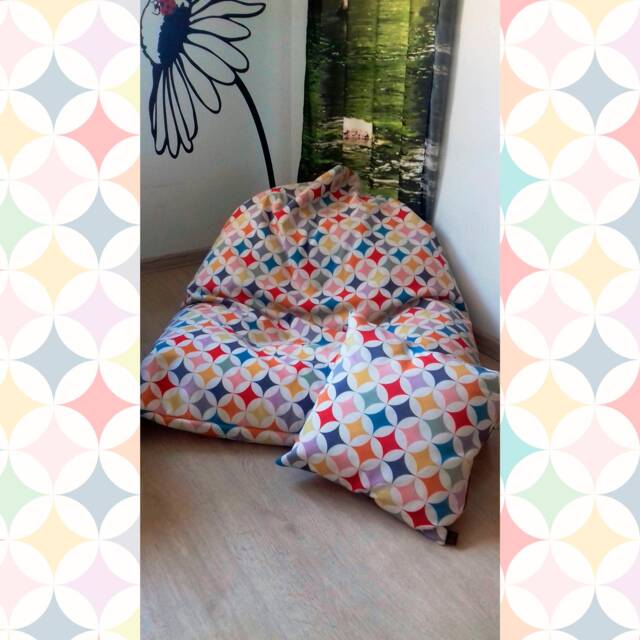 Bean Bag Cover+Inner Bag, Large Chair, Teen/Child, Floor Cushion, Pouf, Colourful - image 1