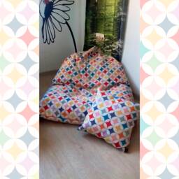 Bean Bag Cover+Inner Bag, Large Chair, Teen/Child, Floor Cushion, Pouf, Colourful - thumbnail 1