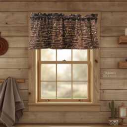 Christian Valance - Brown Kitchen Curtain Farmhouse Faith Inspirational Gift Window Topper 3Pc Swags - thumbnail 1